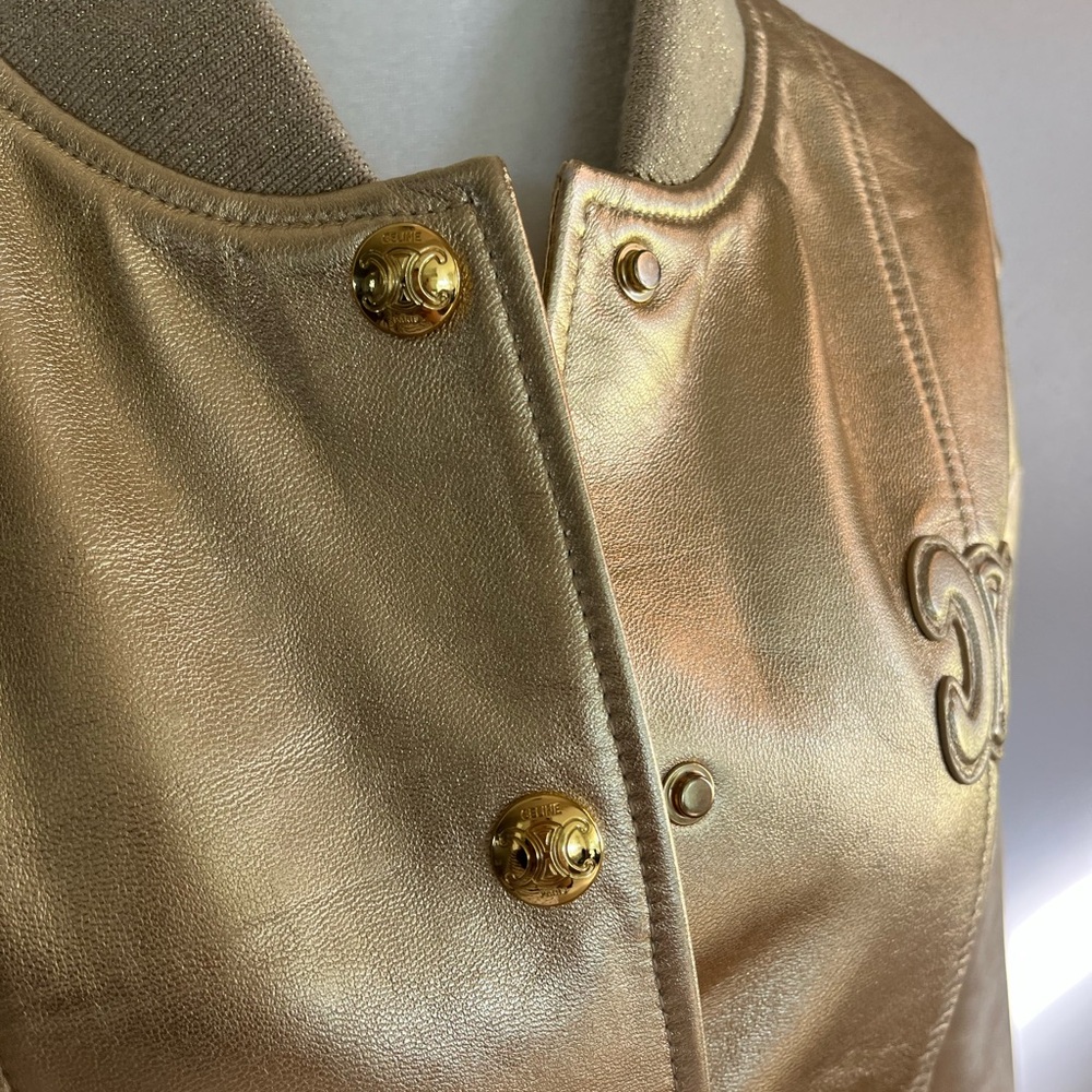 Celine Shimmering Gold Bomber Jacket - Picture 3 of 11